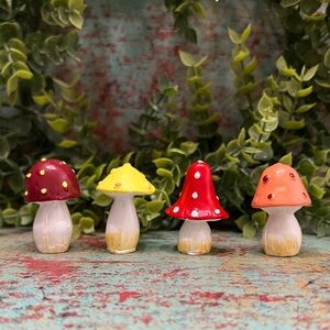 Whimsical Garden Mini Mushroom 4 PC Decor Set